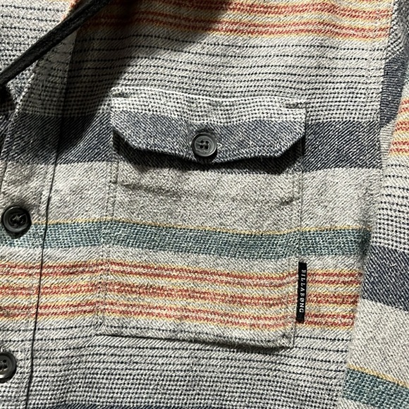 Men's Striped Hooded Jacket Button Down Gray Blue Sz Small Casual - Picture 7 of 11